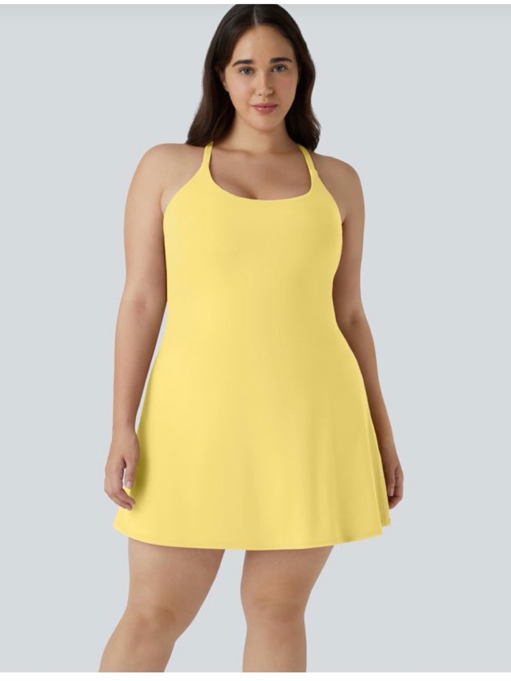 Everyday SoftlyZero™ Plush Backless 2-in-1 Flare Workout Plus Size Dress-Wannabe